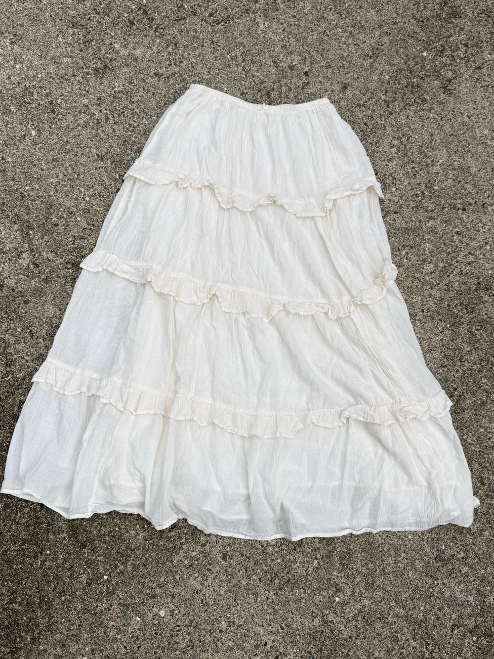 Aerie Cream Tiered Ruffle Maxi Skirt – 100% Cotton – Size M – Cottagecore